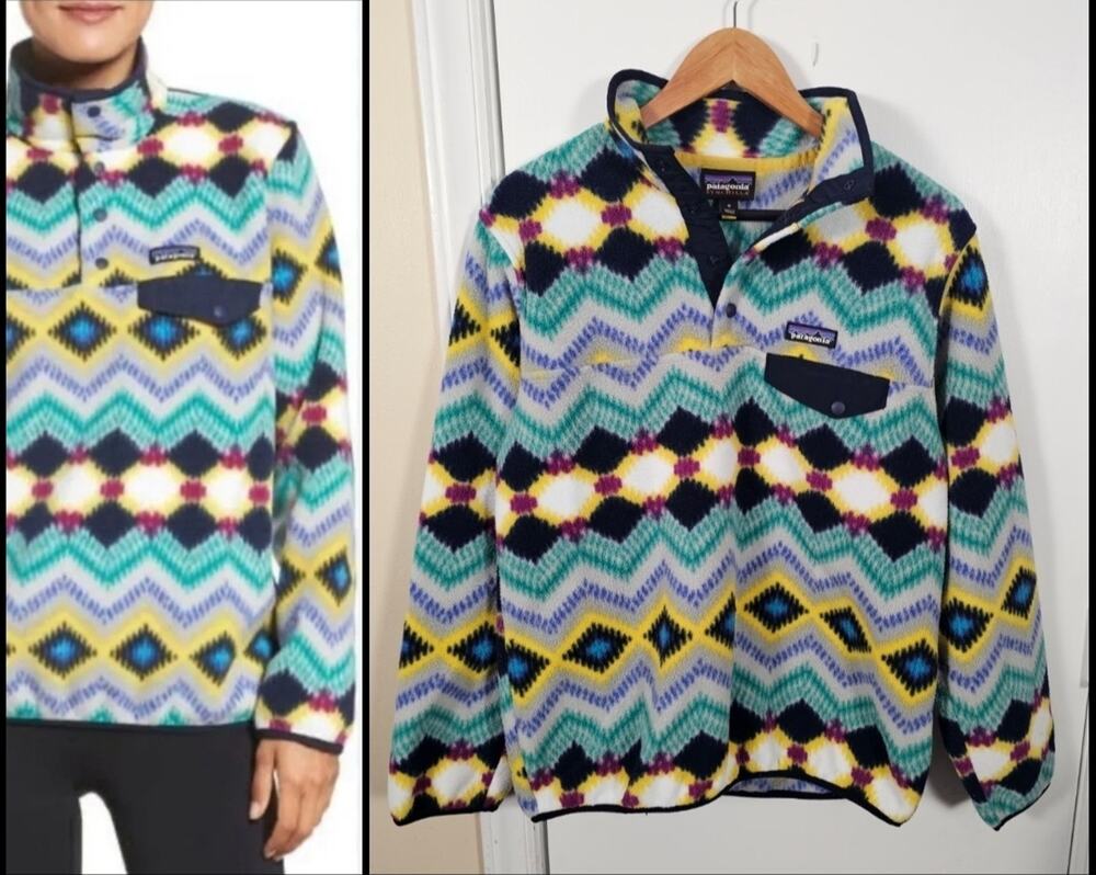Patagonia Synchilla Snap Fleece Aztec Sz M Pullover Southwestern Cozy Colorful